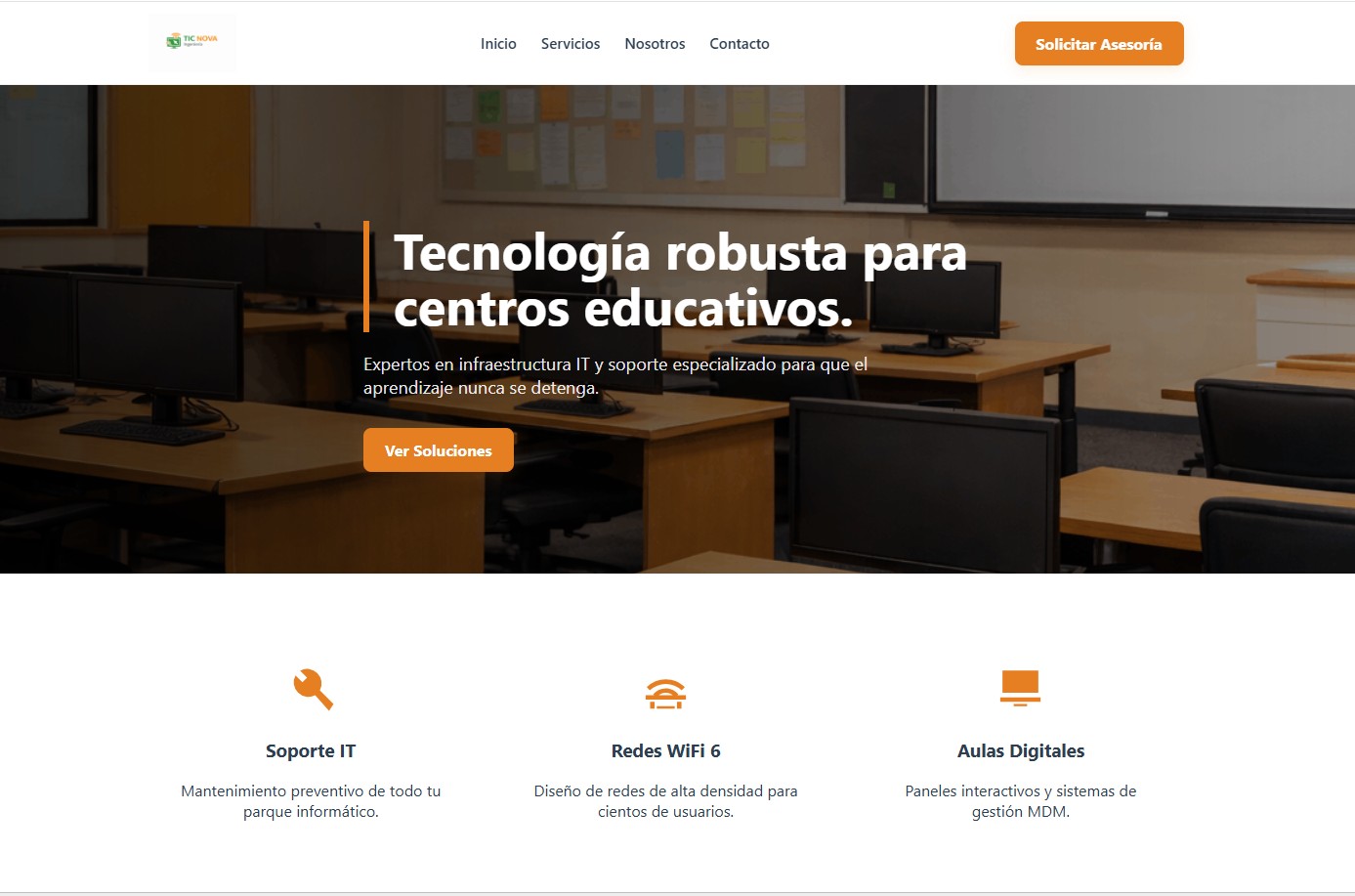 Web corporativa de servicios IT para centros educativos